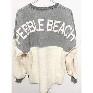 Spirit Jersey NWOT Women's Two Tone Sherpa Sweatshirt Cream Gray Long Sleeves XS